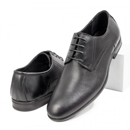 Pantofi barbati eleganti, Pantofi barbati eleganti negri cu model perforat din Piele naturala ZEF08783, zeforia.ro