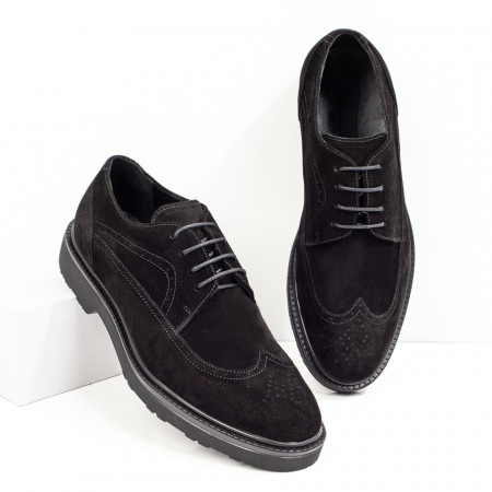 Pantofi barbati, Pantofi barbati eleganti negri suede din Piele naturala ZEF08802 - zeforia.ro
