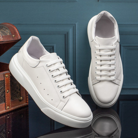 produse sf(NU ACTIVATI), Pantofi casual barbati cu siret albi din Piele naturala MOD11161, modlet.ro