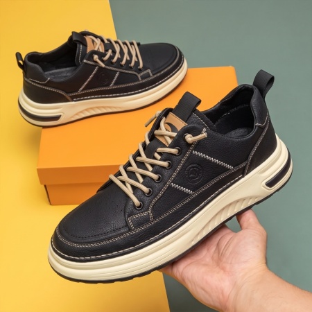 Pantofi casual barbati cu siret elastic negru cu bej ION10, 2, modlet.ro