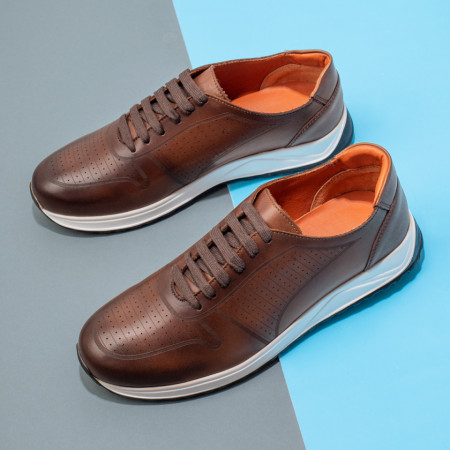 REDUCERI INCALTAMINTE, Pantofi casual barbati cu siret maro din Piele naturala MOD11463, modlet.ro