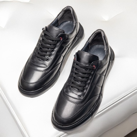 REDUCERI INCALTAMINTE, Pantofi casual barbati cu siret negri din Piele naturala MOD12173, modlet.ro