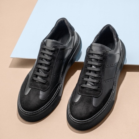 Pantofi casual barbati cu siret negri din Piele naturala MOD13749