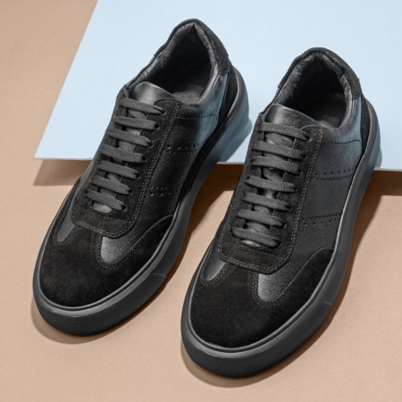 Pantofi casual barbati din Piele Naturala negri MOD11912, 3, modlet.ro
