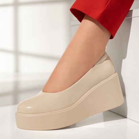 Pantofi dama, Pantofi casual cu platforma bej MOD12962, modlet.ro
