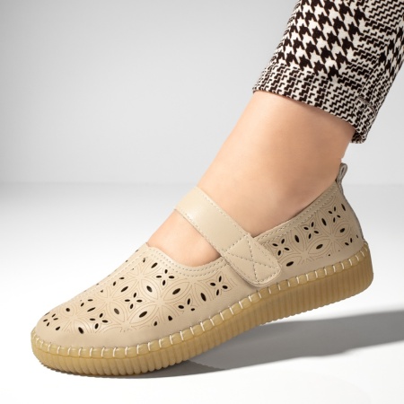 Pantofi casual dama, Pantofi casual dama bej cu scai MOD13269, modlet.ro