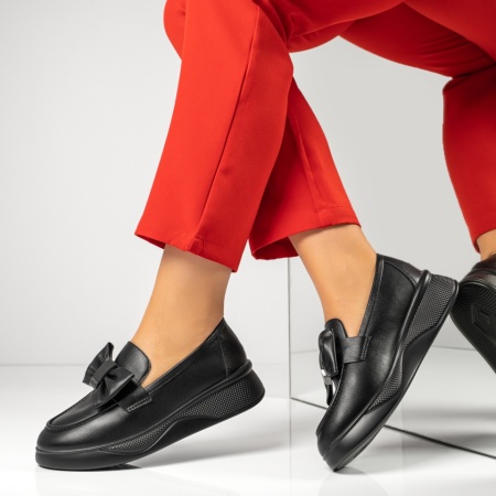 Pantofi casual dama cu fundita negri MOD10951