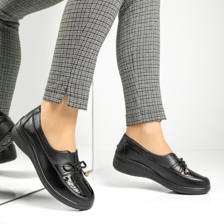Pantofi casual dama cu fundita negri MOD13048, 4, modlet.ro