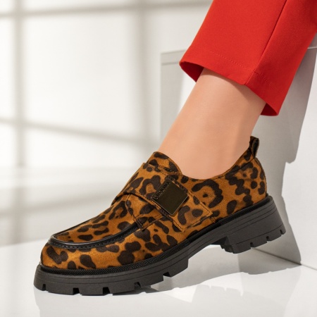 Pantofi casual dama, Pantofi casual dama cu imprimeu negri suede MOD12958, modlet.ro