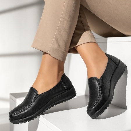 Pantofi casual dama cu insertie de material elastic negri MOD00220