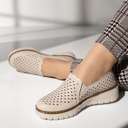 Pantofi casual dama cu platforma bej EVA5, 2, modlet.ro