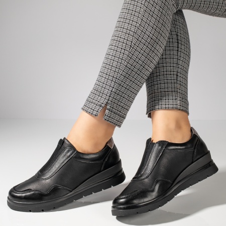 Pantofi casual dama, Pantofi casual dama cu platforma negri MOD11941, modlet.ro