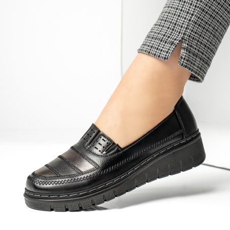 Pantofi casual dama cu platforma negru cu maro MOD13047, 2, modlet.ro