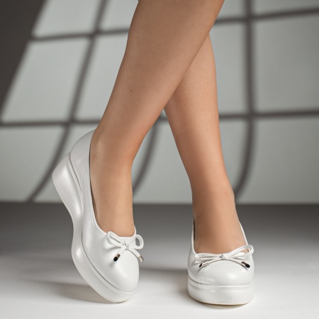 Pantofi casual dama cu platforma si fundita albi MOD13373, 3, modlet.ro