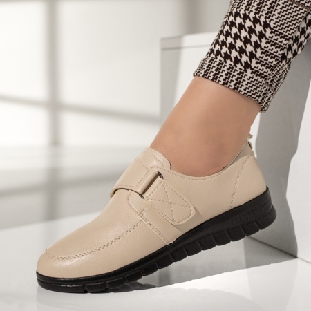Pantofi casual dama, Pantofi casual dama cu scai bej MOD11937, modlet.ro