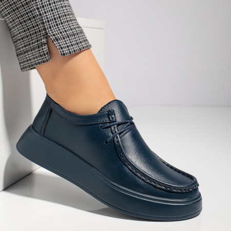 Pantofi casual dama cu siret albastri din Piele naturala MOD12284, 4, modlet.ro