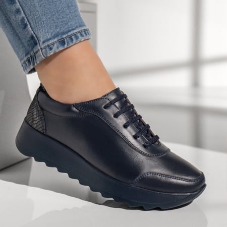 Pantofi casual dama cu siret albastri din Piele naturala ZEF00430, 4, zeforia.ro