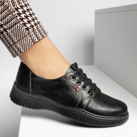 Pantofi casual dama cu siret elastic negri LILI11, 2, modlet.ro
