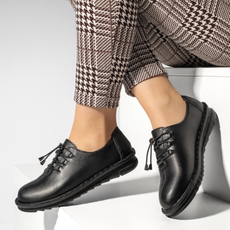 Pantofi dama, Pantofi casual dama cu siret elastic negri MOD13230, modlet.ro