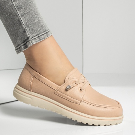 Pantofi casual dama, Pantofi casual dama cu siret elastic roz MOD13161, modlet.ro