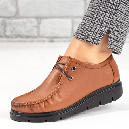 Pantofi casual dama, Pantofi casual dama cu siret maro din Piele naturala MOD03669, modlet.ro