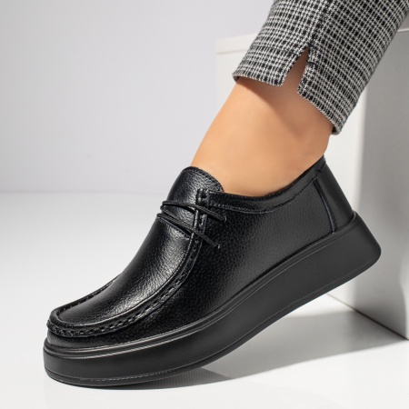 Pantofi casual dama, Pantofi casual dama cu siret negri din Piele naturala MOD12284, modlet.ro