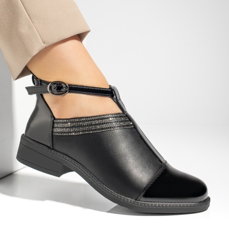 Pantofi casual dama cu strasuri si varf lucios negri MOD10983, 4, modlet.ro