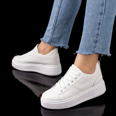 Pantofi casual dama cu talpa groasa albi MOD09603, 2, modlet.ro