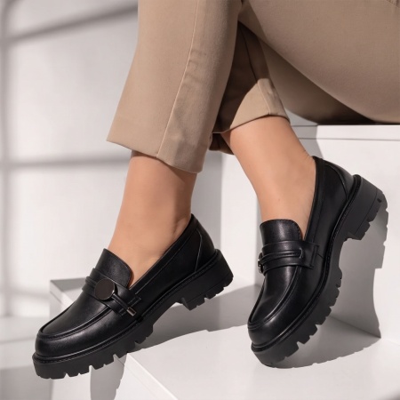 Pantofi casual dama cu talpa groasa, fara siret negri ANA79, 2, modlet.ro