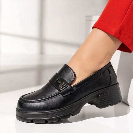 Pantofi casual dama cu talpa groasa negri DORA45, 2, modlet.ro