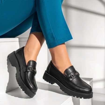 Pantofi casual dama cu talpa groasa negri MARA22, 3, modlet.ro