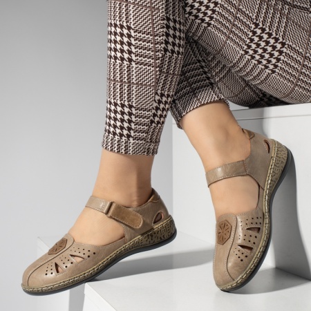 Pantofi casual dama cu talpa joasa khaki MOD14290, 2, modlet.ro