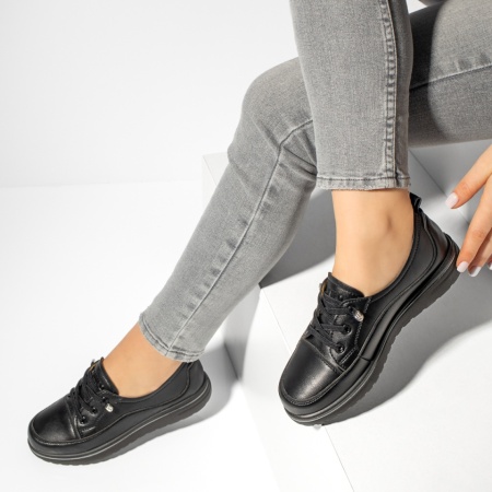 Pantofi casual dama, Pantofi casual dama cu talpa joasa negri MOD13162, modlet.ro
