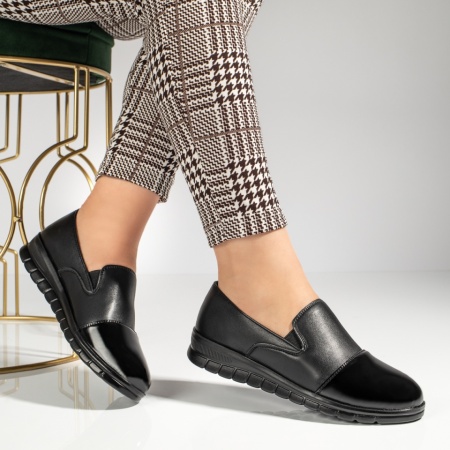 Pantofi casual dama cu varf lucios negri MARA13, 4, modlet.ro