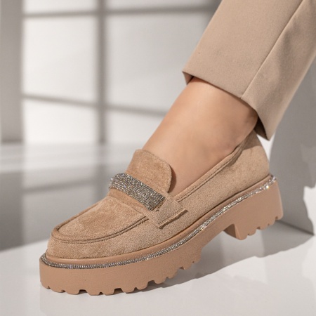 Pantofi casual dama khaki suede ZEF11874