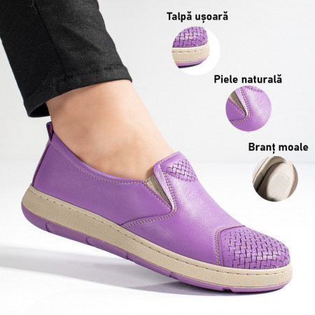 Pantofi casual dama mov din Piele naturala MOD11124, 3, modlet.ro
