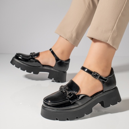 Pantofi dama, Pantofi casual dama negri cu catarama MOD11843, modlet.ro