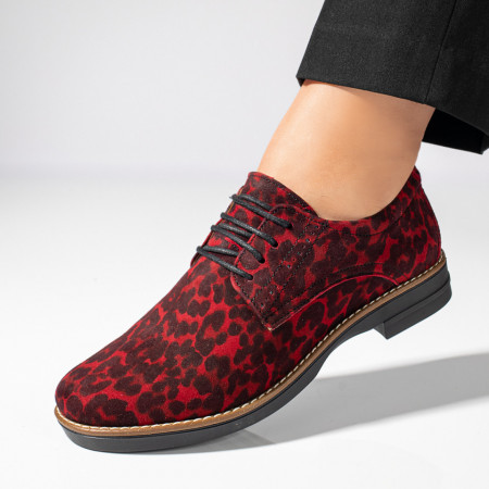 Pantofi casual dama, Pantofi casual dama negri cu imprimeu rosu din Piele naturala ZEF10892 - zeforia.ro