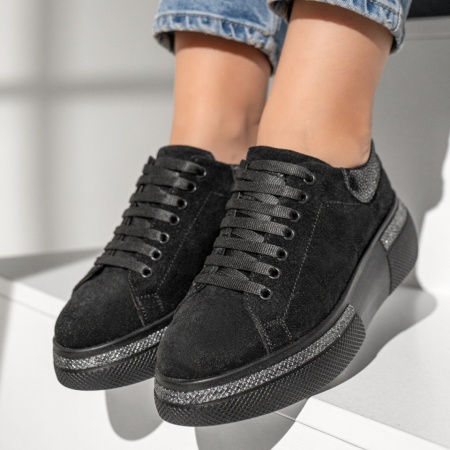 Pantofi casual dama negri suede din Piele naturala PAULA2, 4, modlet.ro