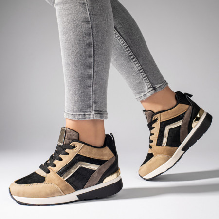Pantofi casual dama negru cu bej MOD11113, 2, modlet.ro