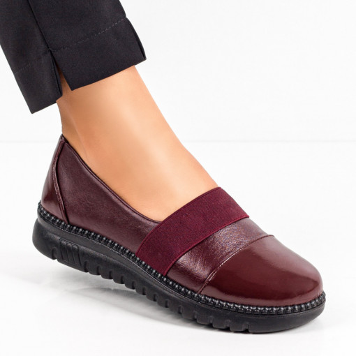 Pantofi casual dama, Pantofi casual dama rosii cu insertii de material elastic ZEF03493 - zeforia.ro