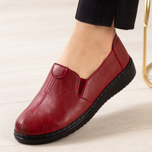 Pantofi casual dama rosu din piele ecologica MDL02950