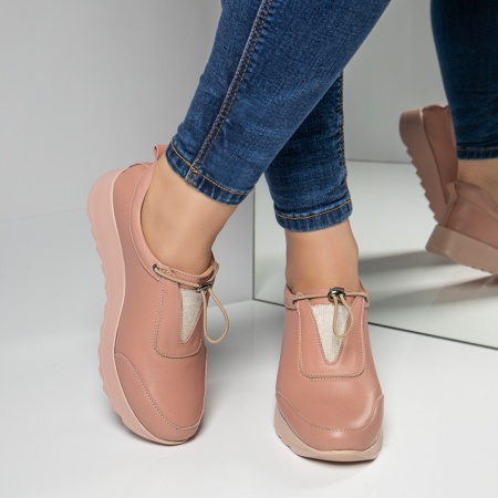 Pantofi casual dama roz din Piele naturala MOD03626, 2, modlet.ro