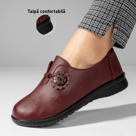 Pantofi casual dama, Pantofi casual rosii cu talpa joasa MOD10945, modlet.ro