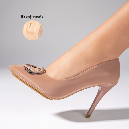 Pantofi cu toc subtire dama nude ZEF10958