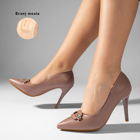 Pantofi dama, Pantofi cu toc subtire nude dama MOD10960, modlet.ro