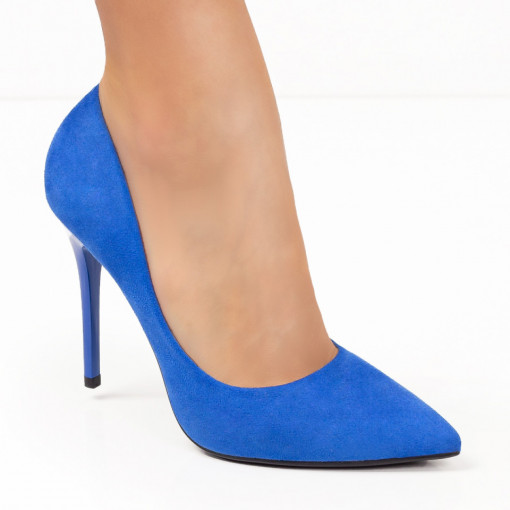 Pantofi cu toc, Pantofi dama albastri Stiletto cu toc subtire ZEF06136 - zeforia.ro