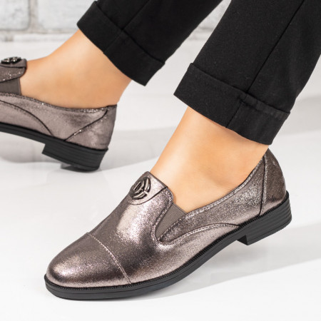 Pantofi casual dama, Pantofi dama casual argintii cu talpa joasa ZEF06090 - zeforia.ro