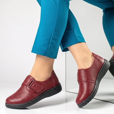Pantofi dama casual cu inchidere scai visinii IOANA5, 2, modlet.ro