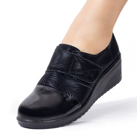 Pantofi dama casual cu platforma si inchidere scai negre ZEF08173
